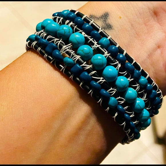 Triple Wrap Spider Cuff Seed Bead Bracelet - Picture 3 of 7